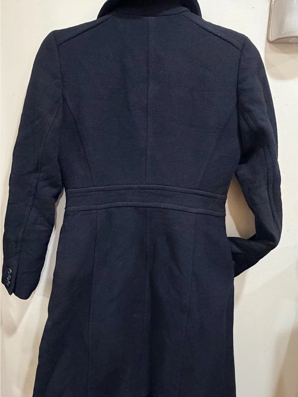 J. Crew Black Wool-Blend Midweight Trench Coat